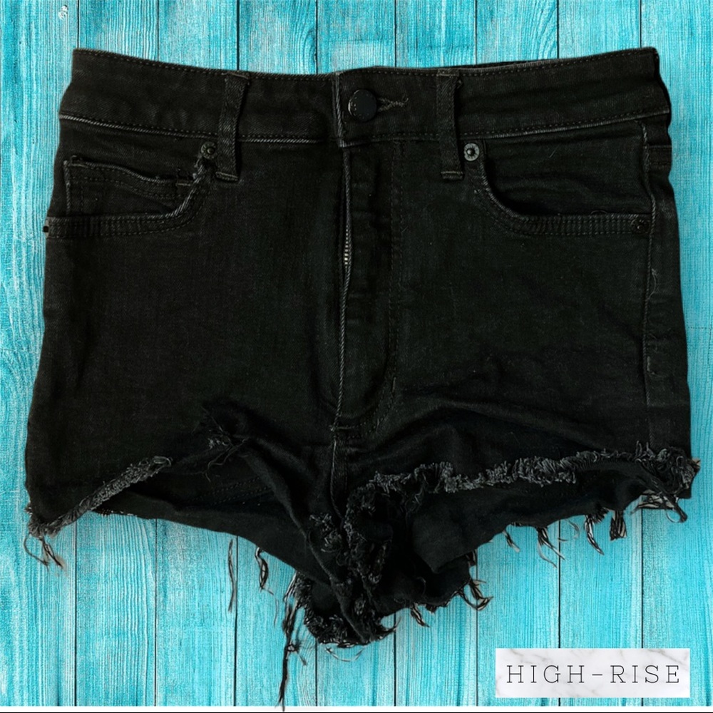 Free People Black High-Rise Cut Off Shorts